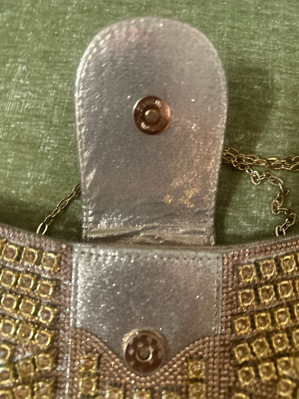 Bowknot Gold Rhinestone Clutch Purse, Crystal Evening Bag with Chain - Picture 4 of 6